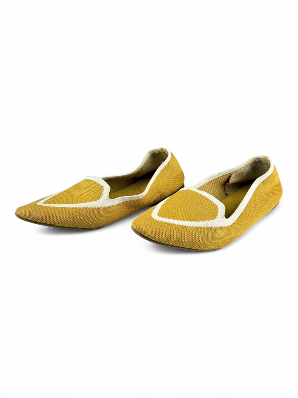 Birdies Pointed Knit Flats Mustard/Cream Size 7.5